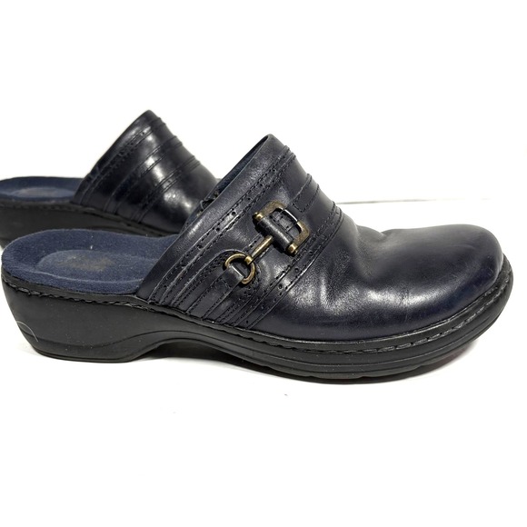 Clarks Hayla Merle Leather Mule Slip-on Clogs Navy Shoes Size 8.5 M 26101760 - Picture 5 of 11